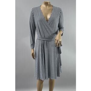 Brooks Brothers Dress Women M Red Fleece Logo True Wrap Jersey Stretch Navy Blue